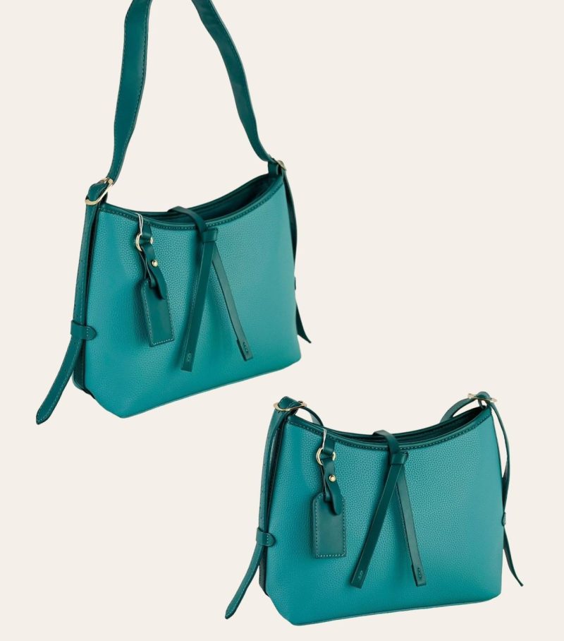 BOLSO PIEL CON LAZO AZUL
