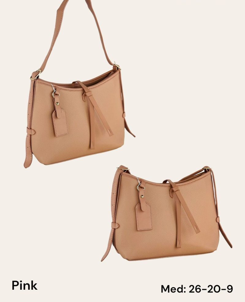 BOLSO PIEL CON LAZO ROSA